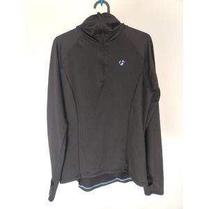 (V)Bontrager Women's Long Sleeve Cycling Jersey BLACK Large THUMBHOLES HOODIE